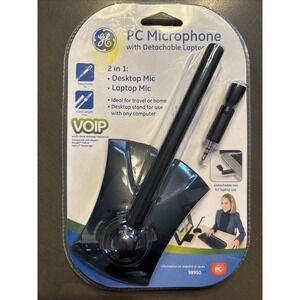 NEW GE PC Microphone Detachable Laptop Mic 2 in 1 Desktop 20669 6' cord